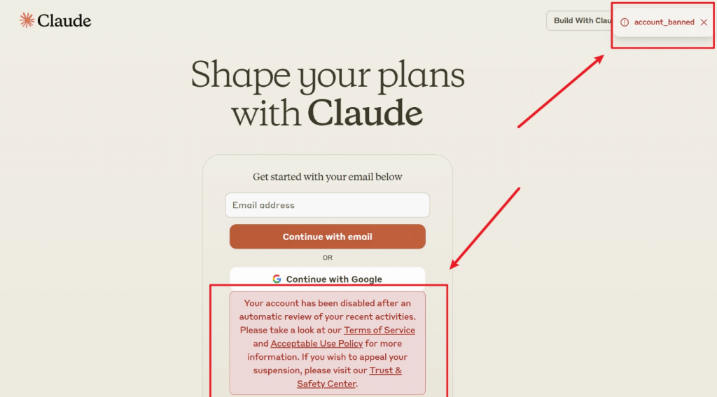 Claude提示account_banned